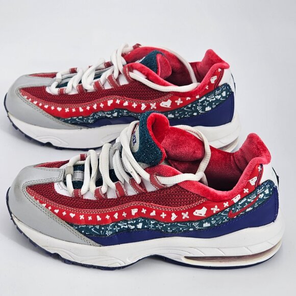 NIKE CT1594-100 AIR MAX 95 UGLY XMAS SWEATER GREEN,WHITE,RED GS SNEAKERS US 3Y